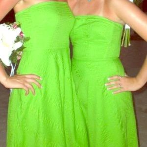 Lime green strapless Jcrew dress